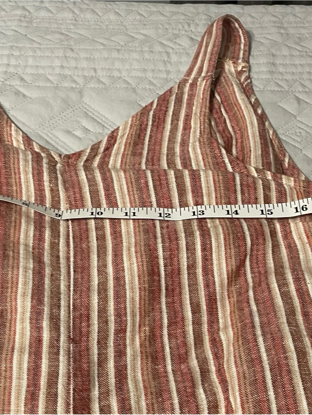 dip Striped V-Neck Sleeveless Jumpsuit in Rust and Cream - Picture 14 of 16